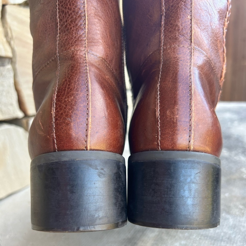 Nicole Vintage brown leather tall riding western boots braided detail Sz-6.5M  E - Picture 13 of 13
